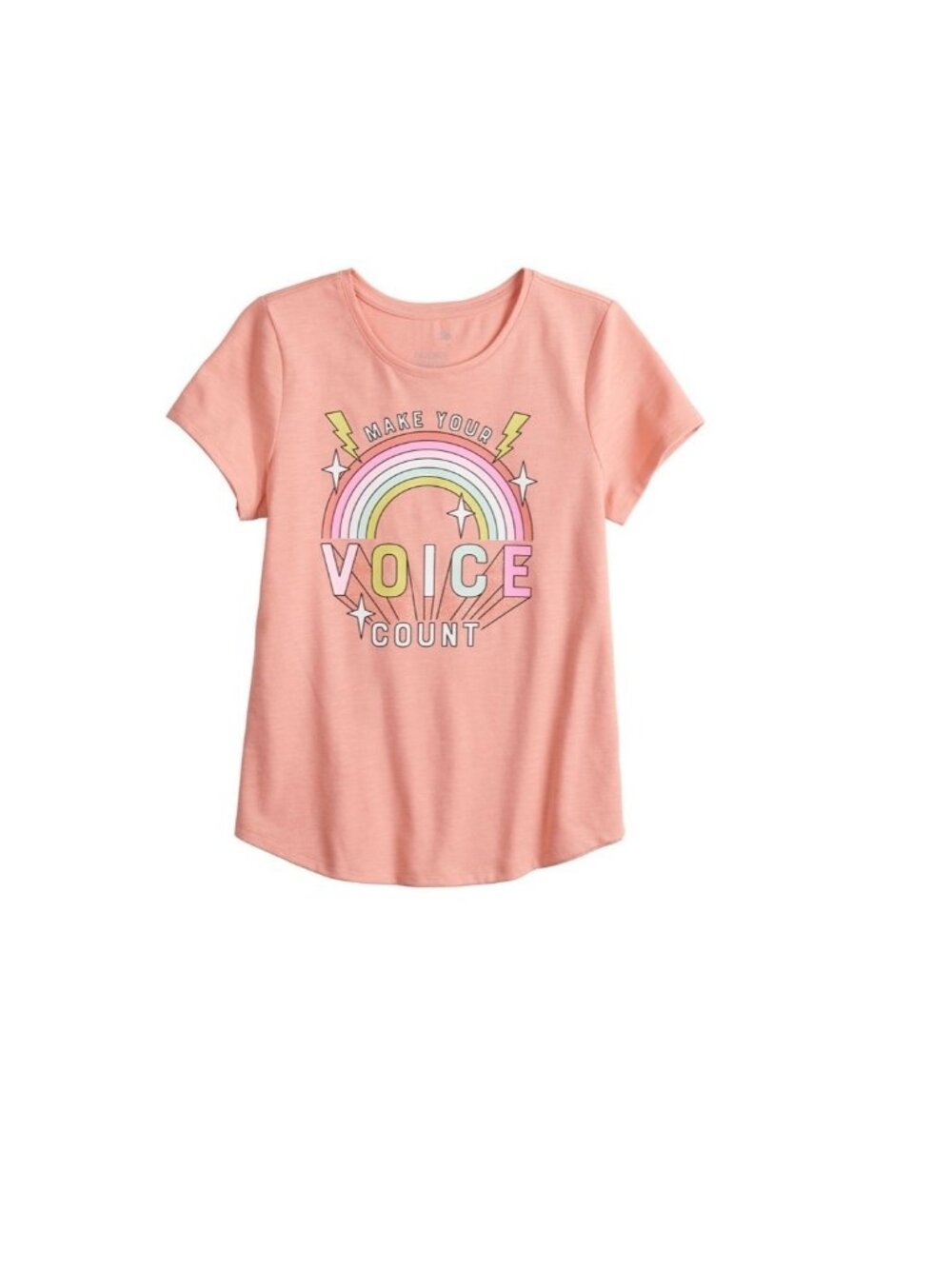 SO Girls Orange Make Your Voice Count Rainbow Tee T-shirt Size Medium